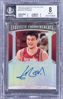 2005-06 UD "Exquisite Collection" Exquisite Enshrinements #EEYM Yao Ming Signed Card (#25/25) - BGS NM-MT 8/BGS 10